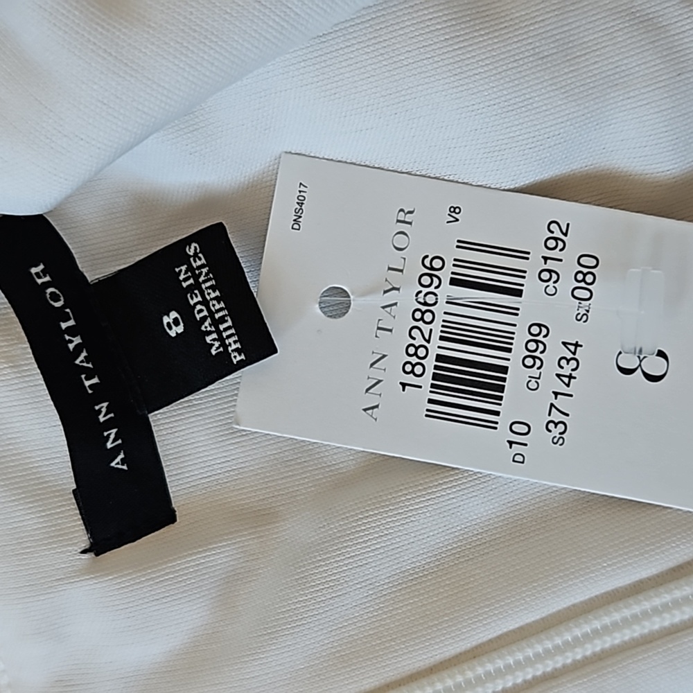 Ann Taylor off white perforated lined dress-8 - Picture 5 of 8